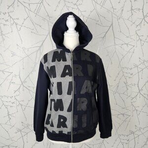 Marni Colorblock All Over Logo Print Full Zip Hoodie